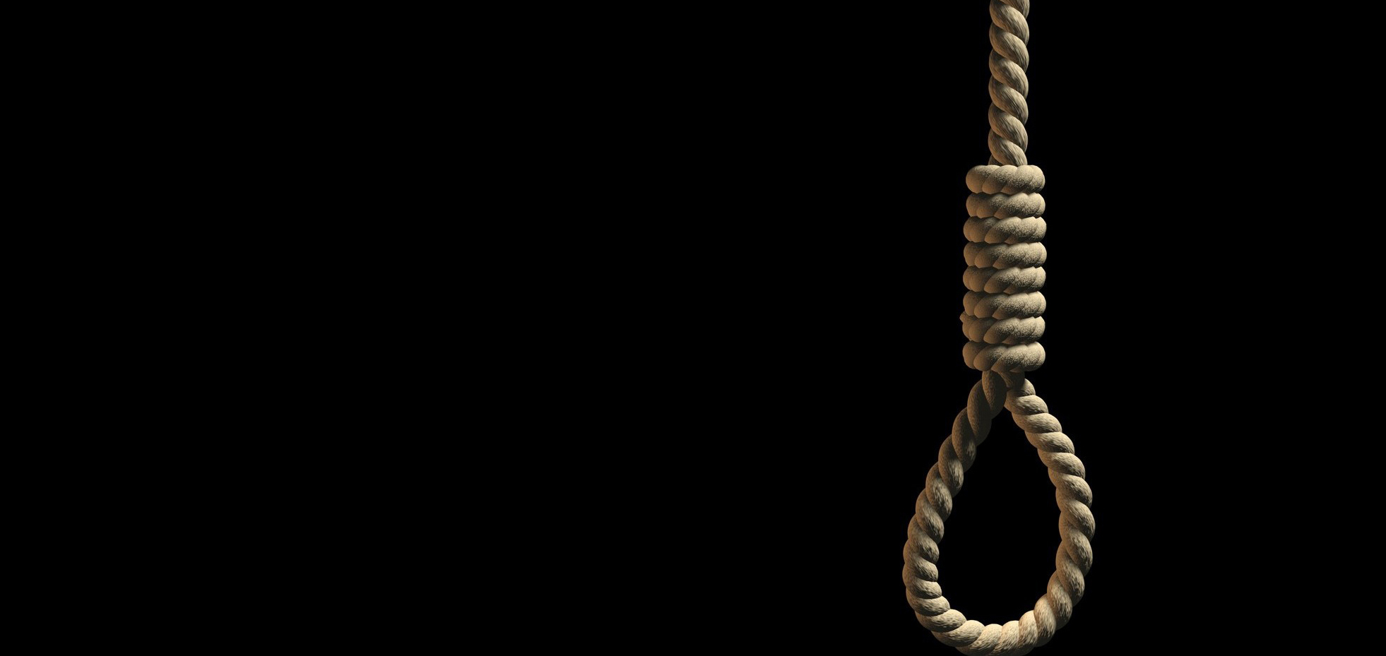 A hangman's noose on black background